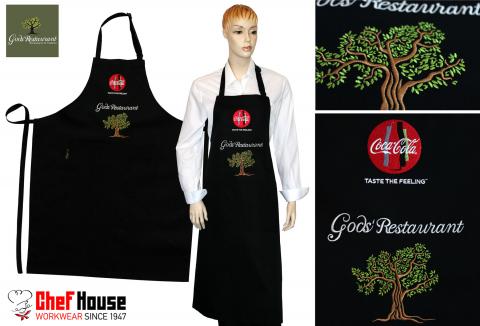 Embroidery bib apron Gods' Restaurant by Chef House Workwear